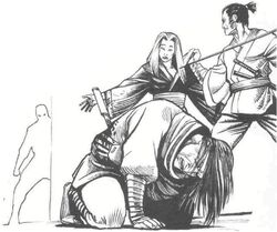 Shizue stabs Hiroru