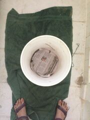 Bucket lined with newsprint
