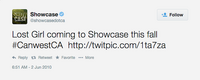 Lost Girl Showcase (2010 tweet)