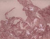Thorondor und Glorfindel im Kampf gegen die Orks auf dem Cirith Thoronath