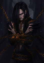 Melkor chained in the halls of mandos by rosythorns-d8iysgh.jpg