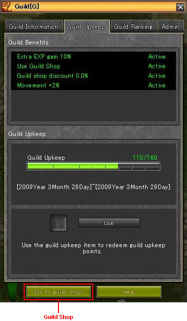Guild Shop button