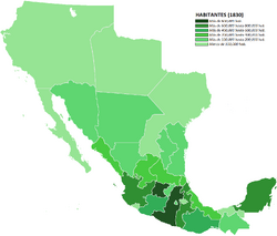 Mapa de población estatal de México (1830) - Batalla Continental