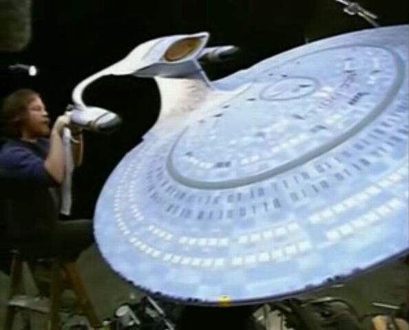File:USS Enterprise-D six-foot studio model nearing the end of its refurbishment.jpg