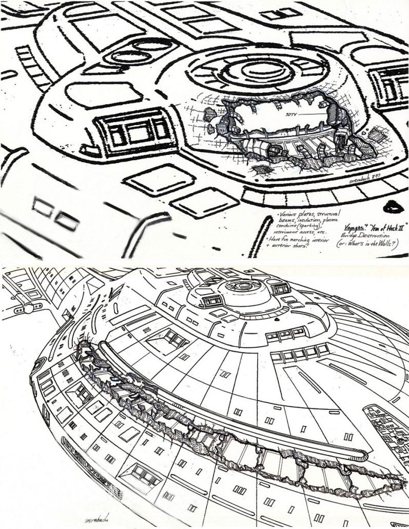 Image - USS Voyager damage design by Rick Sternbach.jpg | Memory Alpha | Fandom powered by Wikia