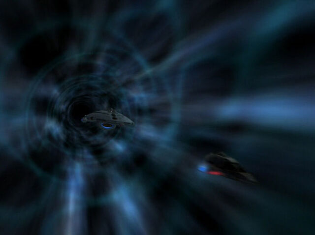 File:USS Voyager and Delta Flyer travel through quantum slipstream.jpg