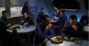 Cole, Rossi, and others in the mess hall
