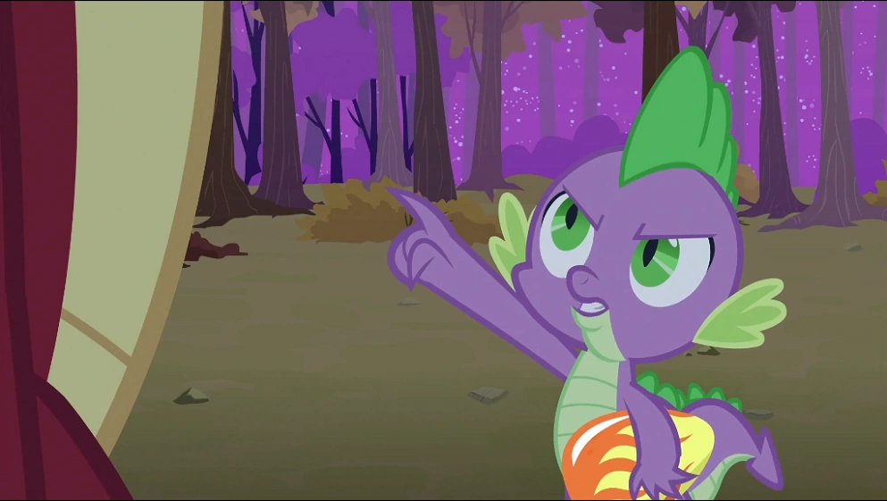 Image - Spike pointing at red dragon S2E21.png | My Little Pony
