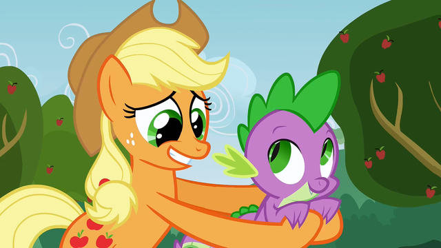 File:Applejack holding Spike S3E8.png