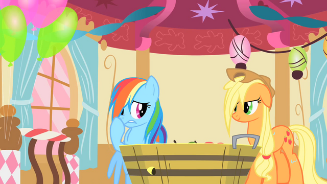 File:Applejack chuckling at Rainbow Dash's find S1E25.png