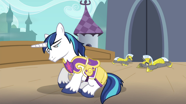 File:Shining Armor and the guards waking up S4E26.png
