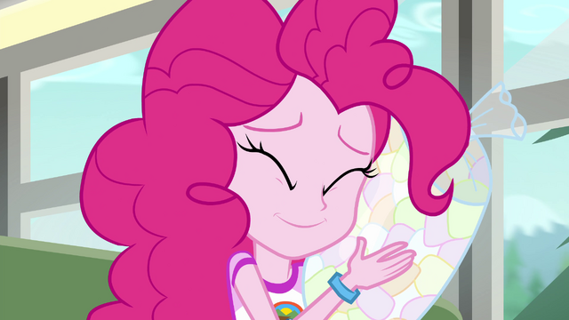 File:Pinkie Pie hugging a bag of marshallows EG4.png