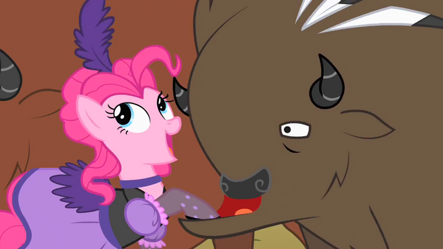 File:Pinkie Pie pulling the Buffalo's lip S1E21.png