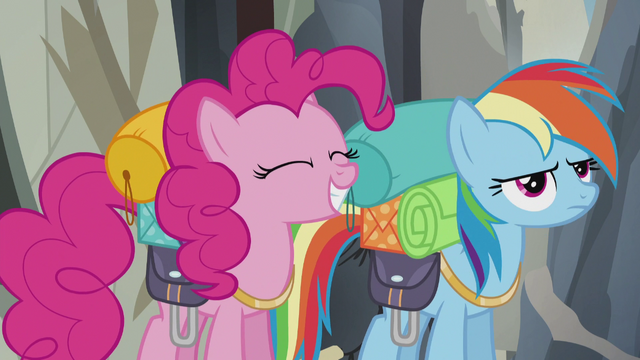 File:Pinkie smiles and Rainbow unhappy S5E8.png