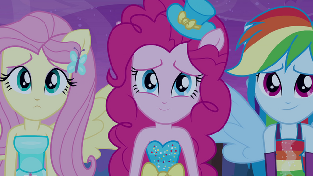 File:Fluttershy, Pinkie, and Rainbow Dash saying goodbye EG.png
