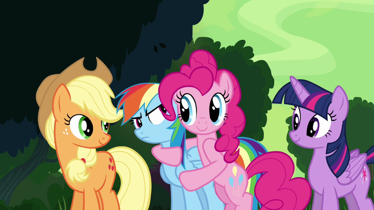 Image - Pinkie Pie hugging Rainbow Dash S4E04.png | My Little Pony