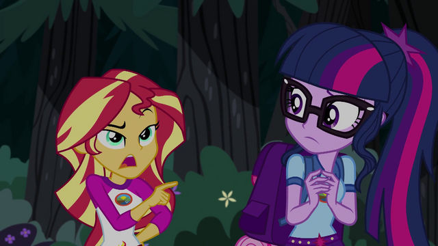File:Sunset Shimmer pointing out Timber's axe EG4.png