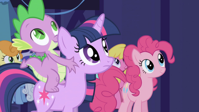 File:Twilight, Pinkie, and Spike awaiting for the celebration S1E01.png