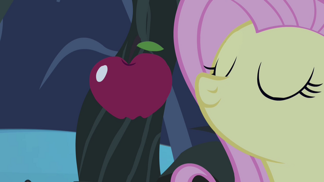 File:Fluttershy sniffing apple S4E07.png