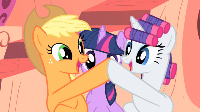 File:Applejack and Rarity high-hoof S1E08.png