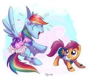 FANMADE Rainbow Dash playing with Scootaloo