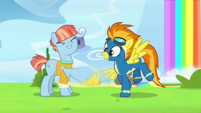 File:Windy Whistles vigorously shakes Spitfire's hoof S7E7.png