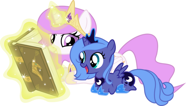 ไฟล์:Princess Celestia and Princess Luna filly reading book.png
