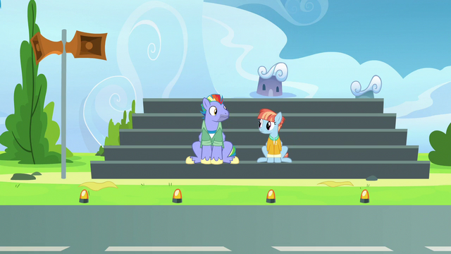 File:Bow and Windy sit on the runway bleachers S7E7.png