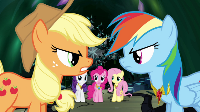 File:Applejack and Rainbow Dash arguing S4E02.png