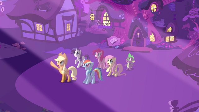 File:Main 5 and Spike outside the library S03E13.png