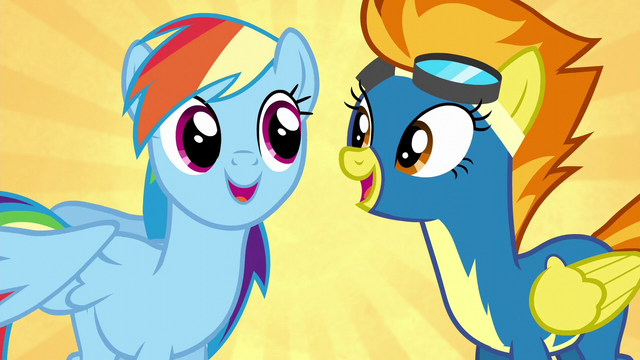 File:Rainbow and Spitfire recite the Wonderbolts motto S6E7.png