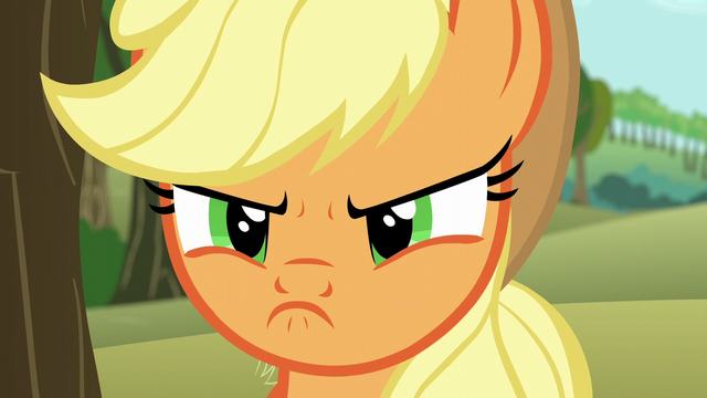 File:Applejack's scowl close-up S6E6.png