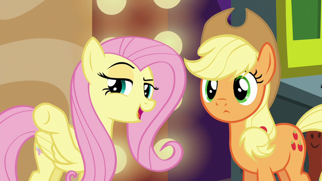 File:Fluttershy pointing at Flim and Flam S6E20.png