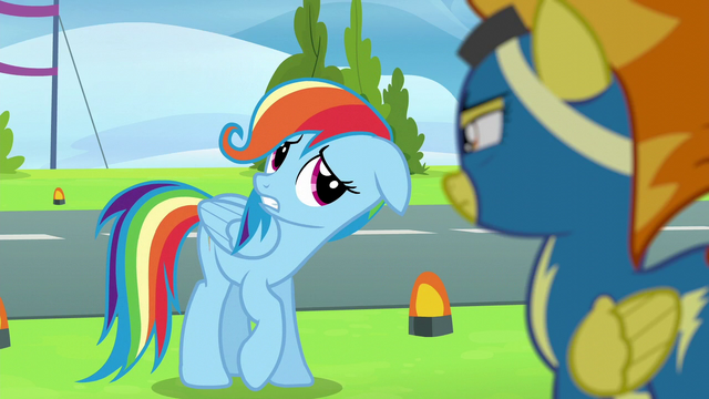 File:Rainbow Dash acting like Fluttershy S6E7.png