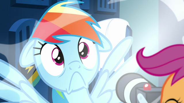 File:Rainbow surprised by Scootaloo's camera flash S7E7.png