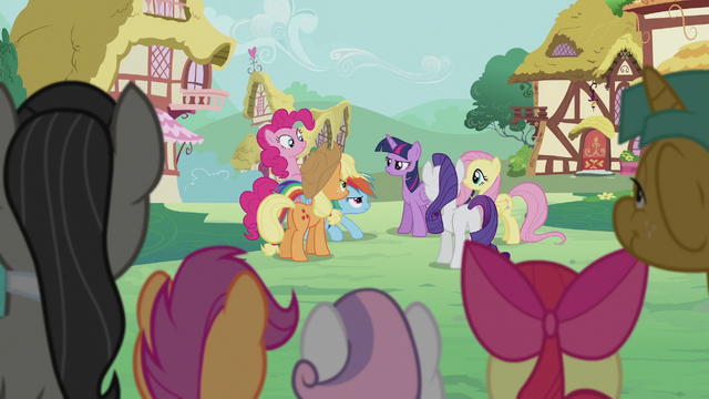 File:Mane Six chatting in the background S5E9.png