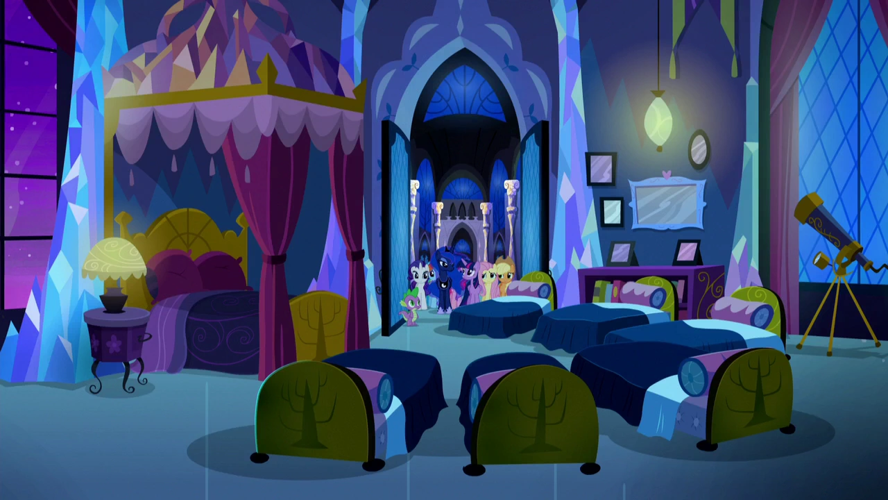 Image - Mane Six, Luna, and Spike enter Twilight's bedroom 