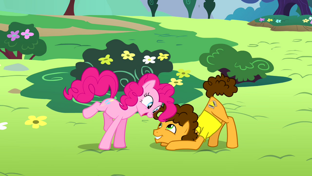 File:Pinkie Pie leaning over Cheese Sandwich S4E12.png