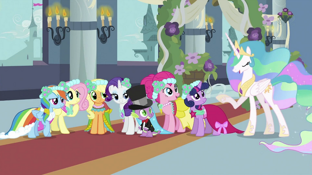 File:Main 6 and Spike looking at Celestia S2E26.png
