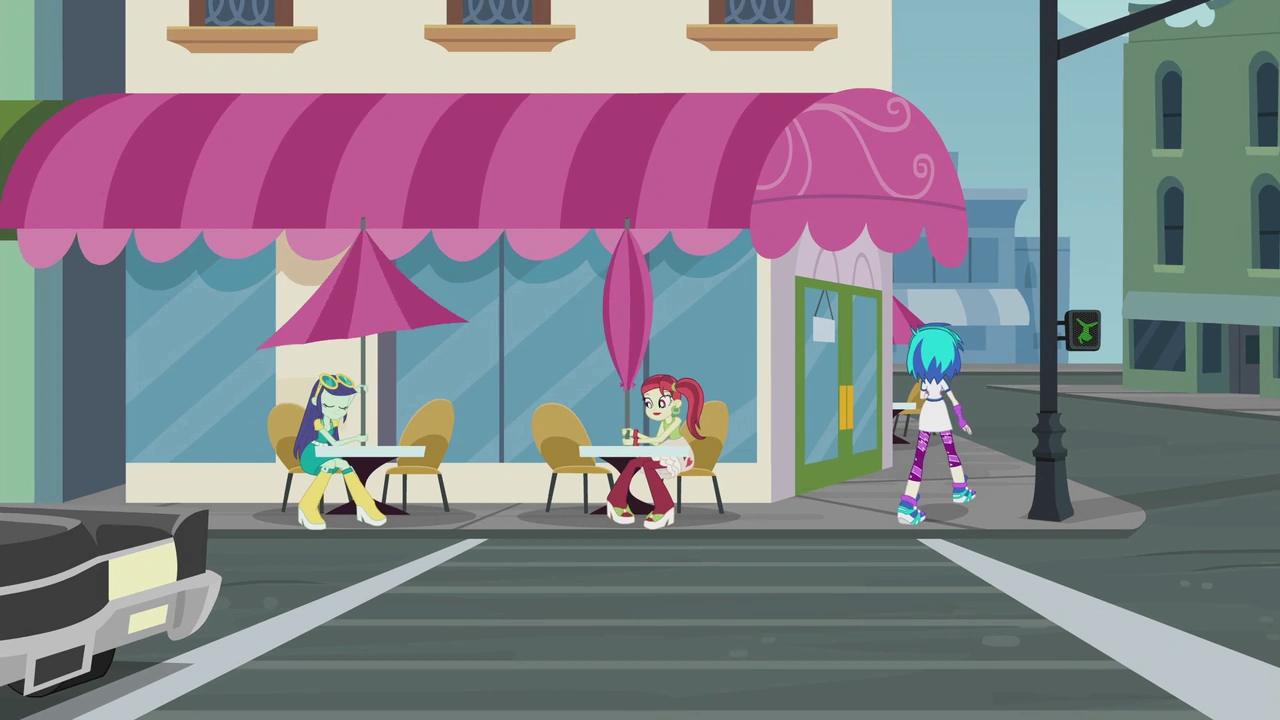 Image DJ Pon3 approaching Sugarcube Corner EG2.png My Little Pony