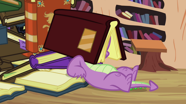 File:Spike with the book covering his head S3E03.png