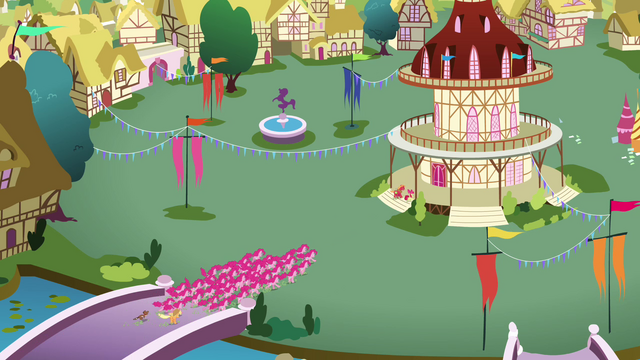File:Pinkies swarming Ponyville S3E3.png