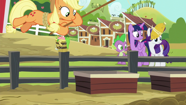 File:Applejack luring pigs with corn S6E10.png