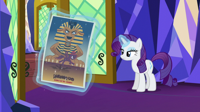File:Rarity levitating a Daring Do poster S5E3.png
