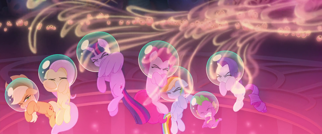 File:Mane Six and Spike showered in seapony magic MLPTM.png
