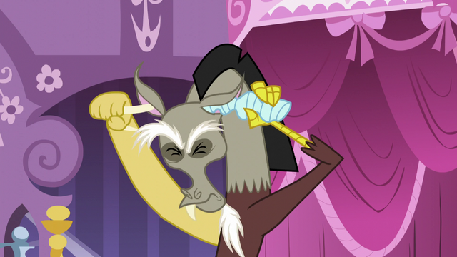 File:Discord plugs his ears with his horns S5E7.png