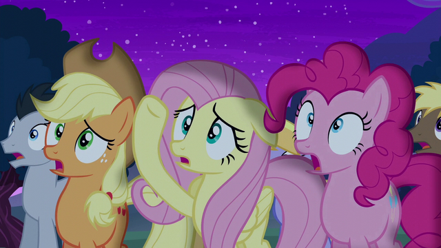 File:Applejack, Fluttershy, and Pinkie in shock S6E6.png