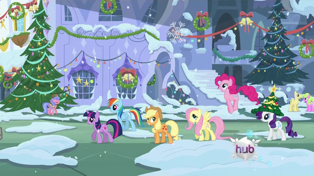 File:Ponies walking through town S2E11.png