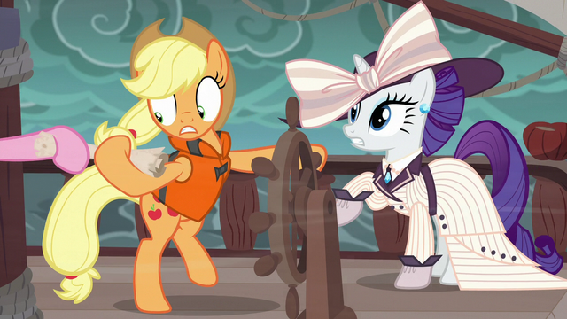 File:Pinkie Pie grabbing Applejack's map S6E22.png