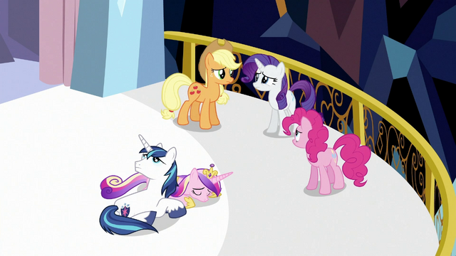 File:Looking over Shining Armor and Princess Cadance S3E2.png